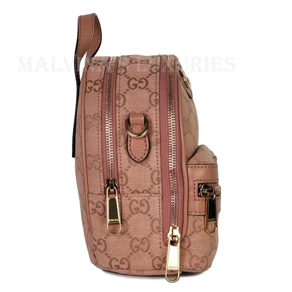 GUCCI BAG 739701 OPHIDIA MINI CROSSBODY PINK GG CANVAS ROSE HARDWARE - Picture 5 of 16